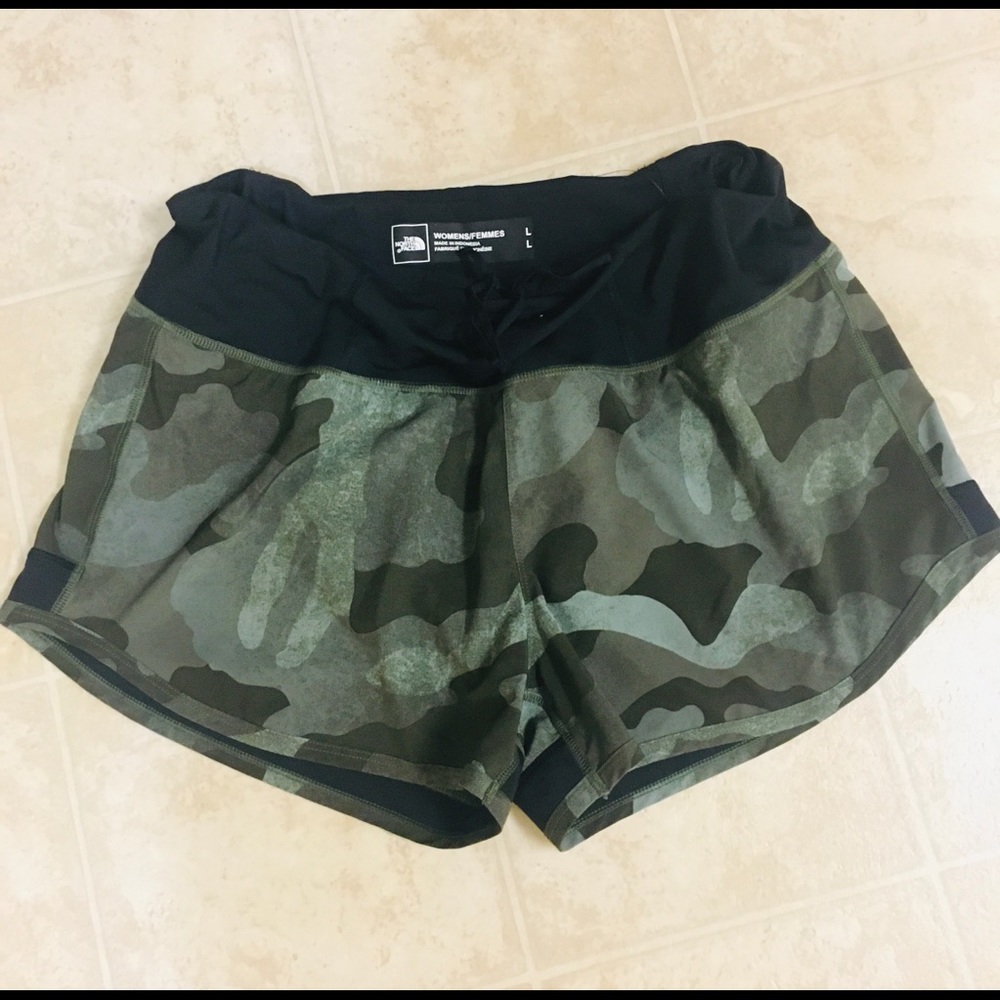 The North Face Women's Olive Green Camo Athletic Shorts